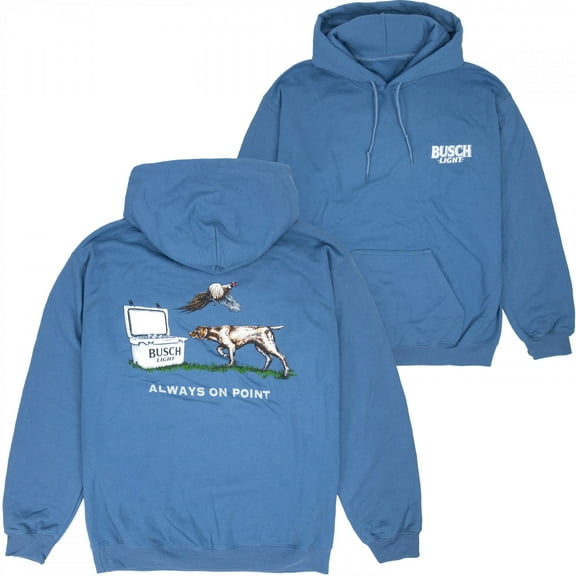 Busch Light Always On Point Front and Back Print Pull-Over Hoodie-XLarge