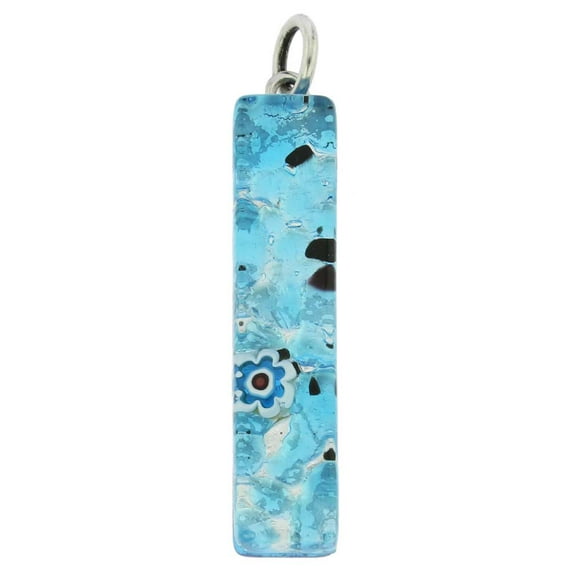 GlassOfVenice Murano Glass Venetian Reflections Stick Pendant - Aqua Purple