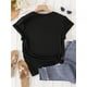 thumbnail image 2 of Women'S Casual Cotton T-Shirt with Geometric Face Print, Round Neck, Short Sleeve, Regular Length - Summer Knit Top, 2 of 6