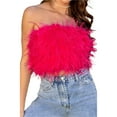 thumbnail image 2 of Txlixc Mujeres Sexy Strapless Crop Top Y2k Faux Fur Tube Top Fairy Mini Chaleco Fluffy Tight Bra Top Estética Clubwear ( Txlixc Estilo de ocio, 2 of 9