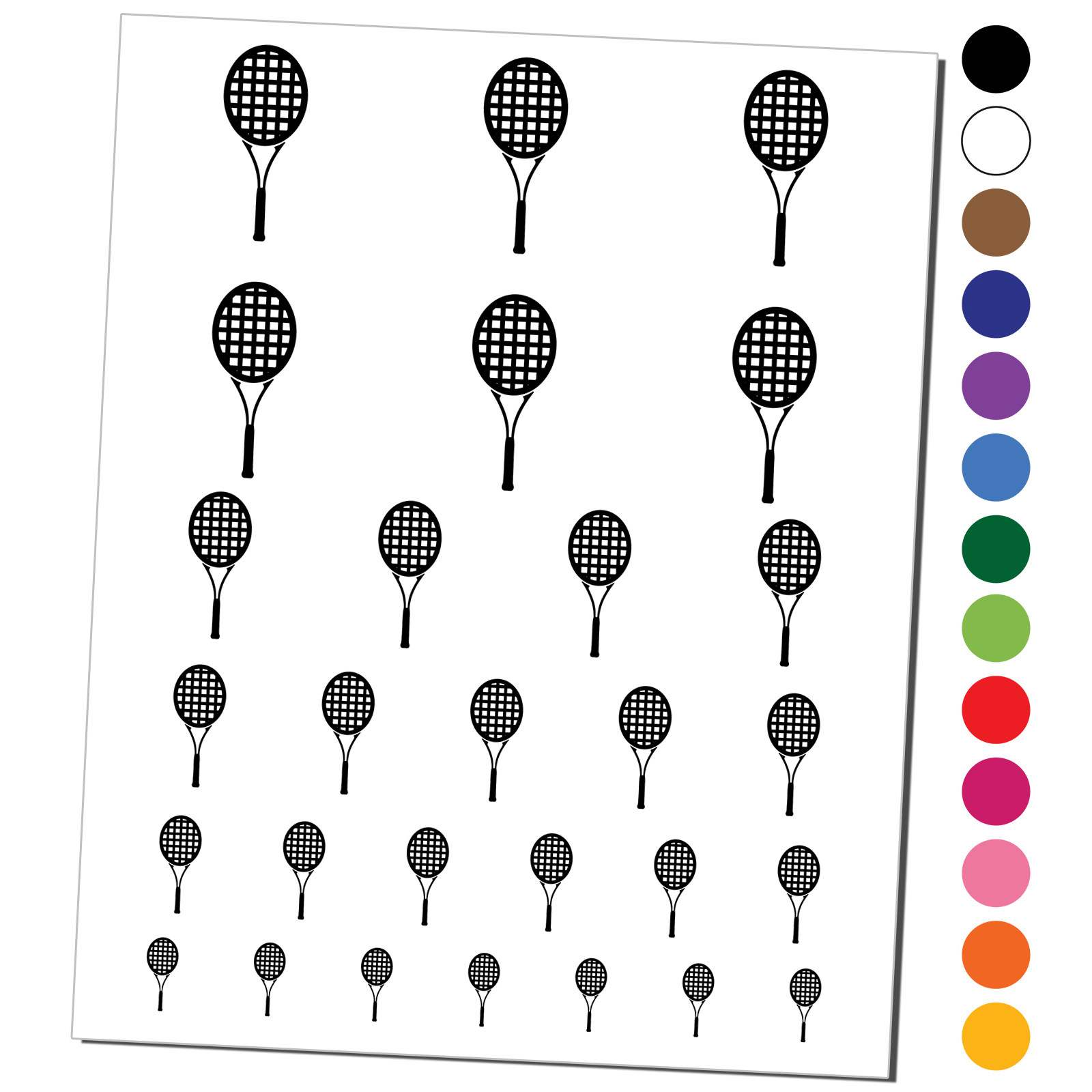 Tennis Racket Racquet Sports Water Resistant Temporary Tattoo Set Fake