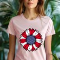 thumbnail image 5 of Patriotic Sunflower USA Flag T-Shirt, Red White Blue Graphic Tee, Unisex Fit, Azalea, Size 2XL, 5 of 6