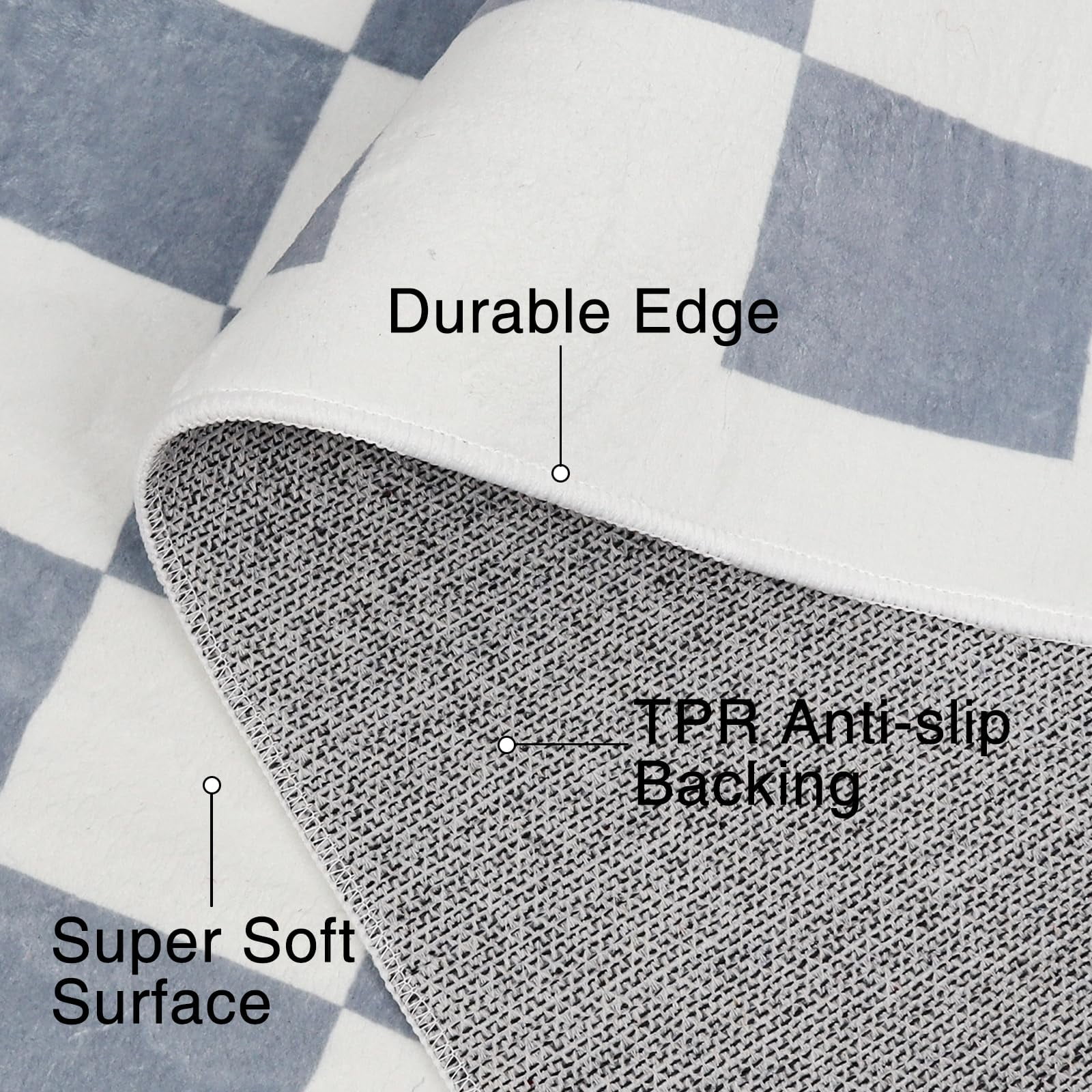 Area Rugs for Bedroom Living Room, 5' x 6.6' Ft Checkered Rug Retro Checkerboard Moroccan Rug Lightweight Outdoor Washable Carpet Rustic Decor for Living Room Bedroom Kitchen Patio(Black/Gray)