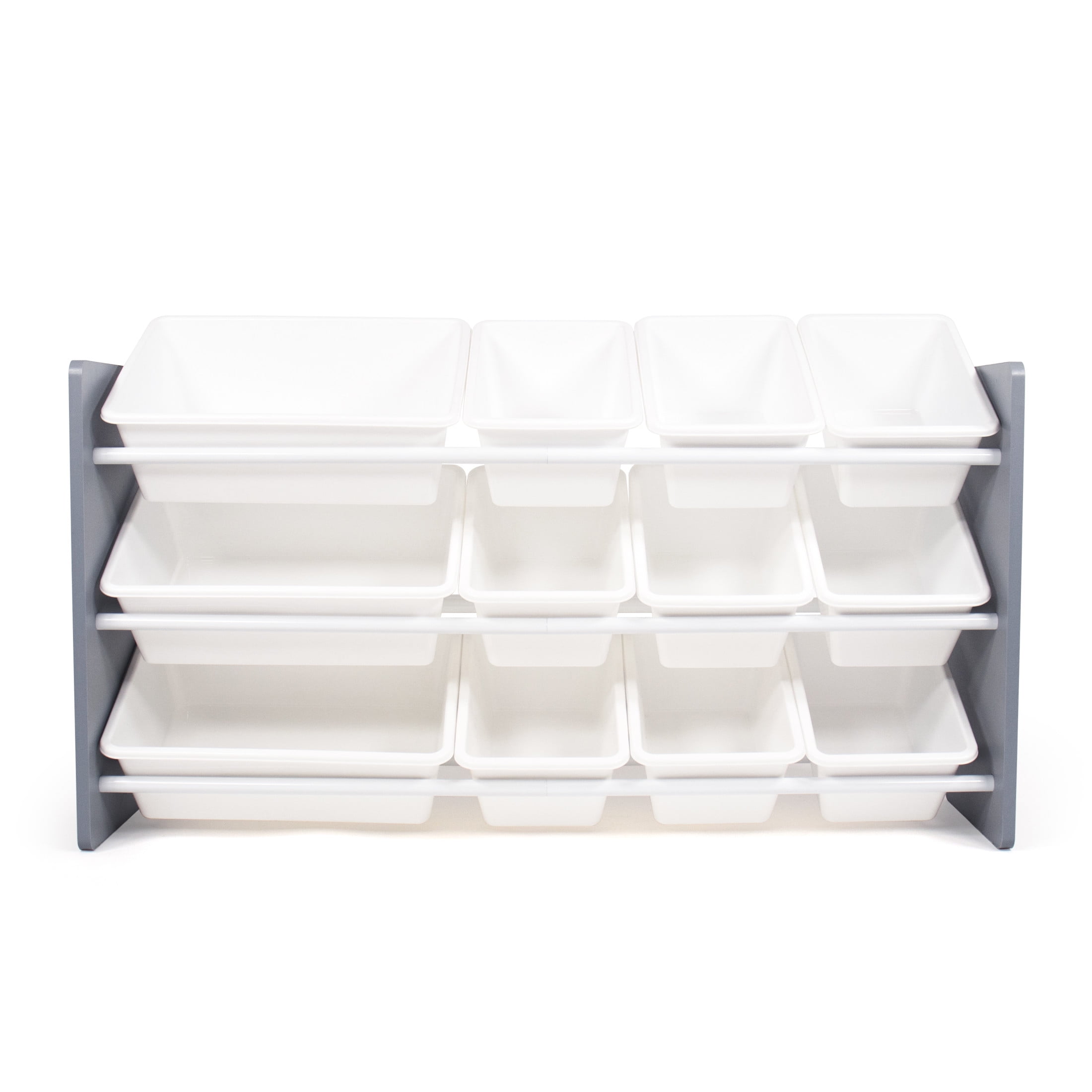 Humble Crew Inspire Made For Me Kids Toy Storage Organizer with 12 Storage Bins, Grey/White