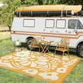 thumbnail image 3 of Moynesa 5'x8' Outdoor Rugs Waterproof, Plastic Straw RV Rugs for Outside, Large Portable RV Outdoor Rugs for Camping, Reversible Flower Picnic Mat for Camper Garden Tent, 3 of 7