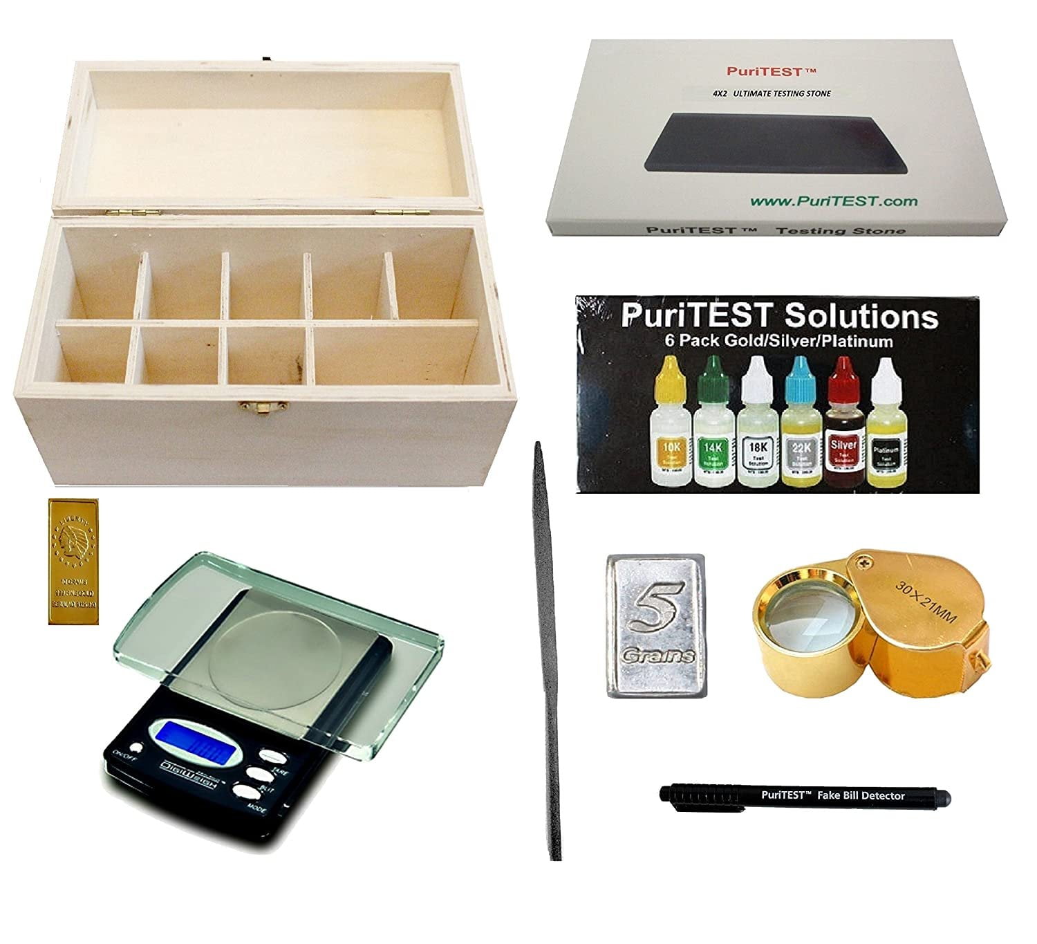 Puritest Acid Test Kit Gold 10K 14K 18K 22K Silver Platinum Testing Stone  Jewelers Tool