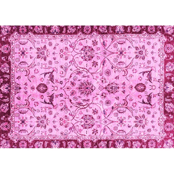 Ahgly Company Indoor Rectangle Abstract Pink Modern Area Rugs, 5' x 7'