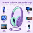 thumbnail image 3 of Wired Headphones for Kids, 85dB Volume Limit, 3.5mm Kids Headphones with Cord &USB C to 3.5mm Dongle, Adjustable, Foldable Toddler headsets for School, 3 of 6
