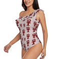 thumbnail image 5 of Daiia Red Lobster With Claws Women's One Piece Swimsuits Personalized One Shoulder Swimwear Asymmetric Ruffle Bathing Suits-X-Large, 5 of 8