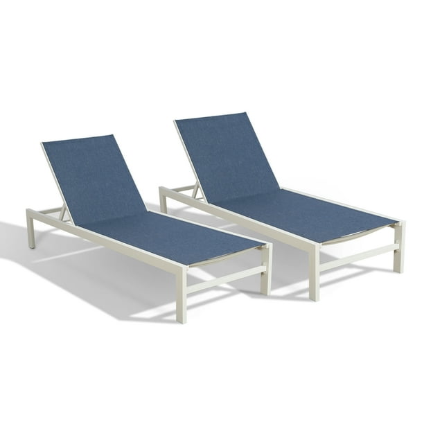 Ulax Furniture 2 Pieces Outdoor Aluminum Chaise Lounge Chairs Patio