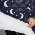 thumbnail image 3 of Oversized Wearable Blanket Hoodie,Dark Blue Sun Moon Cloud Pattern Sherpa Blanket Hoodie with Super Pockets,Super Warm Fuzzy Pullover for Women & Men, 3 of 6