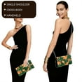 thumbnail image 4 of TSOVTHRID Lily Floral Green Print Women's Clutch Purses Ladies Clutch Handbags Elegant Leather Shoulder Bag for Formal Wedding Party Cocktail Prom with Chain, 4 of 7