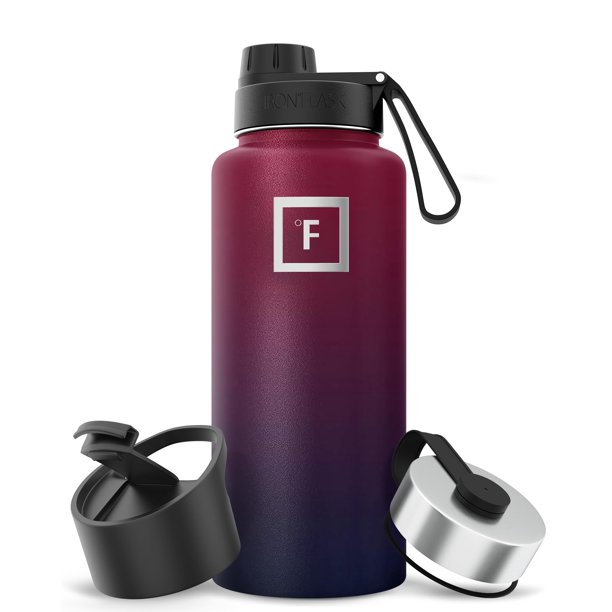 Botella de hidratación IRON °FLASK para acampar y senderismo, 950 ml, color arcoíris oscuro