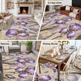 thumbnail image 5 of Large Area Rugs for Living Room Bedroom, Purple Iris 5'x8' Rug Washable Carpet Runner Indoor Outdoor, Spring Vintage Flowers Butterfly Leaves Khaki Non Slip Floor Mats Rug for Kitchen, Bathroom, 5 of 8