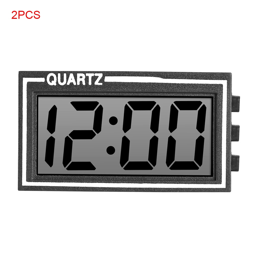 2 Pieces Black Digital LCD Table Car Clock Dashboard Desk Date Time