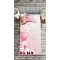 thumbnail image 3 of Ambesonne Pink Quilted Bedspread Set 2 Pcs, Strawberry Cake Balloons, Twin Size, Pink Tan Cream, 3 of 3