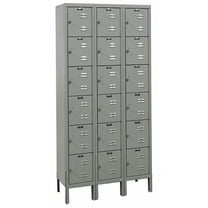 Hallowell Box Locker,Louvered,3 Wide, 6 Tier,Gray U3288-6HG