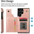 thumbnail image 2 of Wallet Case for Samsung Galaxy S23 Ultra 5G, Slim PU Leather Case with Card Slots Kickstand Magnetic Clasp Durable Shockproof Flip Folio Cover - Rose Gold, 2 of 15