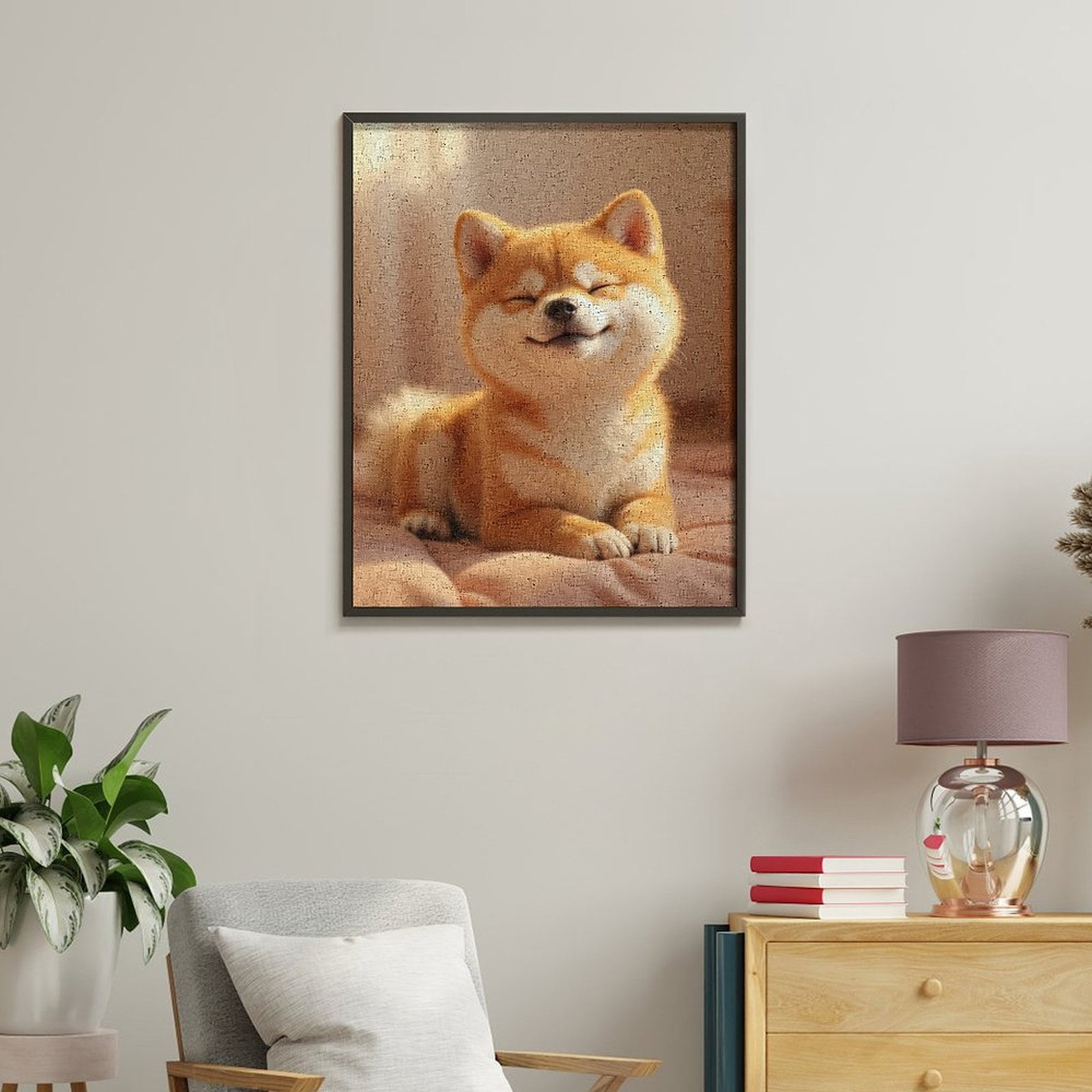 Paint by Numbers Kit for Adults, Adorable Smiling Shiba Inu Dog Paint by Numbers, Easy Paint by Numbers Kit for Adults Beginner, DIY Adult Paint by Number Kits on Canvas, Home Decor