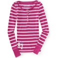 thumbnail image 1 of Aeropostale - Camiseta térmica con rayas para mujer, color rosa, extragrande Aeropostale henley, 1 of 1