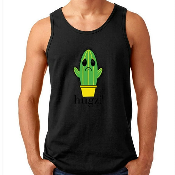 HUGZ Mens Funny Cute Party TankTop Beach Black Shirt Small