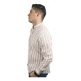 thumbnail image 3 of Camisa Casual De Hombre Manga Larga Rayas Cuello Mao Chili Beans Rosa Ropa de hombre T ECH, 3 of 4