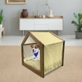 thumbnail image 3 of Yellow Chevron Pet House, Ikat Style Abstract Sketchy Looking Faded Zigzag Motif Tile, Outdoor & Indoor Portable Dog Kennel with Pillow and Cover, 5 Sizes, Marigold Pale Blue White, by Ambesonne, 3 of 5