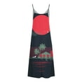 thumbnail image 4 of Summer Saving Wycnly Summer Dresses for Women Hawaiian Vacation Loose Swing Spaghetti Strap Long Sundresses 2024 Short Sleeve V-Neck Coconut Tree Print Maxi Formal Dress Red m, 4 of 5
