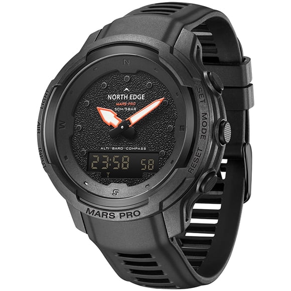 NORTH EDGE Montre, Réveil Boussole Altimètre Montre pour Homme Montre NORTH Thermomètre Alarme Baromètre en Fibre de Carbone Thermomètre Caractéristiques Montre avec Boussole Montre d'Extérieur Baromètre en Carbone pour Hommes