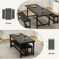 thumbnail image 4 of 63" Extendable Dining Table Set for 4-6 - 2 Upholstered Benches & Metal Frame, Space-Saving for Apartments, 4 of 9
