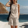 thumbnail image 7 of Jewelreauty Striped Sets for Women 2 Piece Sleeveless Knotted Tank Top and Shorts Casual Travel Summer Outfits (2XL, Beige), 7 of 7