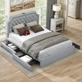 thumbnail image 2 of Uforic Queen Upholstered Velvet Bed Frame with Storage Drawers & Charging Station, Gray, 2 of 6