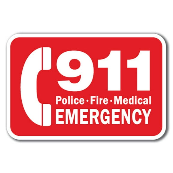 911 Police Fire Medical Emergency Sign 12" x 18" Heavy Gauge Aluminum Signs