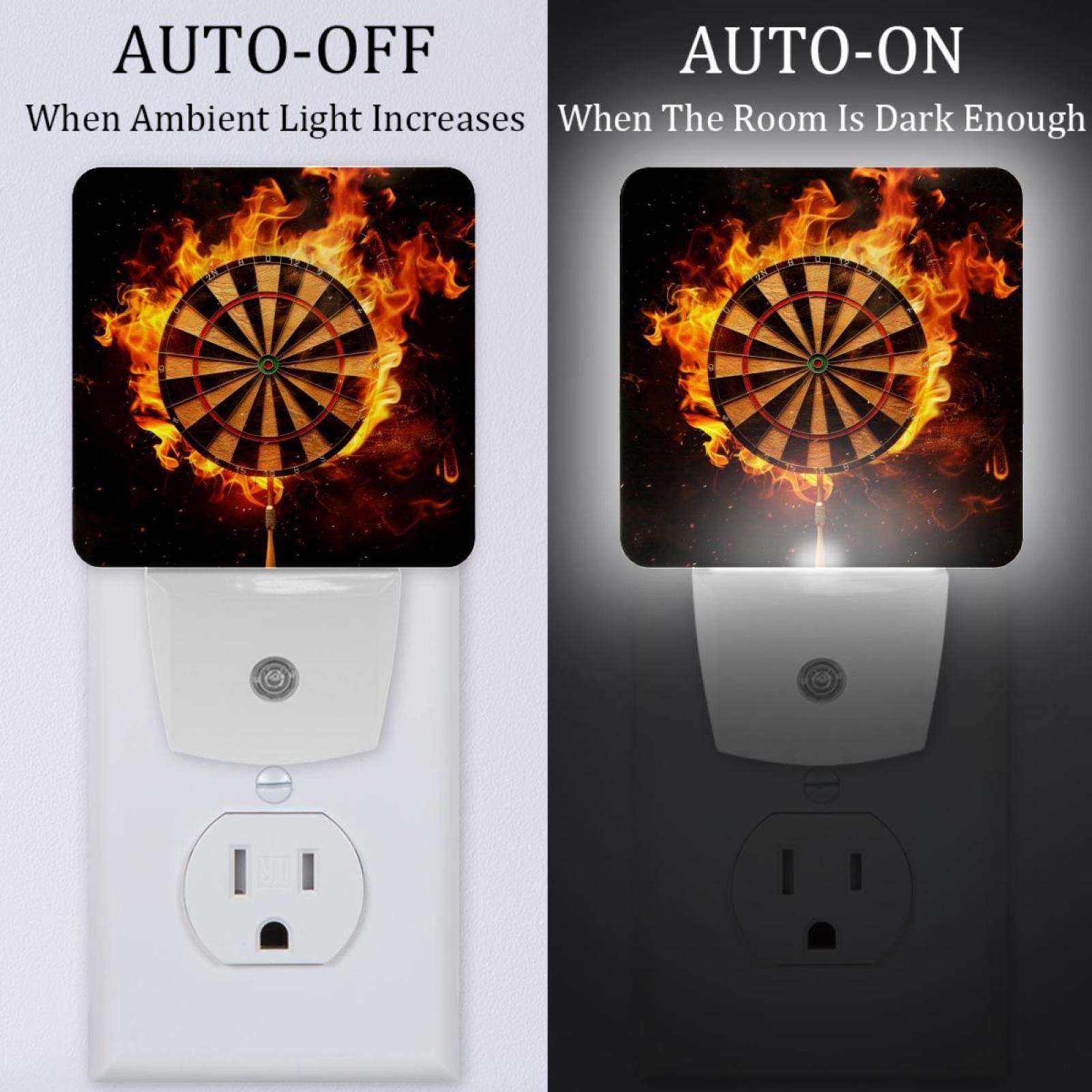 PhooArto Fire Darts Board Plug in LED Night Light Auto Sensor Dusk to Dawn Decorative Night for Bedroom, Bathroom, Kitchen, Hallway, Stairs, Baby's Room, Energy Saving