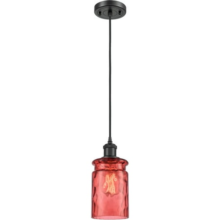 

Matte Black Tone Mini Pendants 5 Wide Jester Red Waterglass Glass Steel/Cast Brass/Glass Medium Base LED 1 Light Fixture
