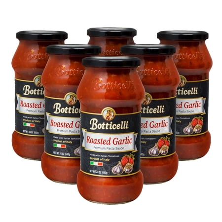 Botticelli Premium Roasted Garlic Pasta Sauce for Spaghetti, Pizza, Dip & Soup - Made in Italy Tomato Sauce with Roasted Garlic for Authentic Italian Homemade Meals, 6 Count