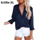 thumbnail image 1 of Camisas de mujer con cuello en V, tira de botones, camisa de manga larga, bolsillo en el pecho, 1 of 4