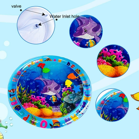 Water Mat, Tummy Time Water Mat PVC Inflatable Water Play Mat Pool Floats Floating Mat with Easy to Use and Pack for Infants Toddlers Fun Play Activity Center