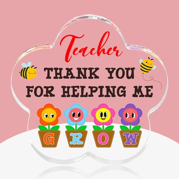 Teacher Appreciation Gifts - Thank You for Helping Me Grow Teachers Paperweight Keepsake for Wome Men, Best End of Year Teacher Graduation Gift from Students