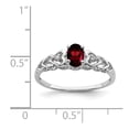 thumbnail image 2 of White Sterling Silver Ring Band Gemstone (01) January Garnet Oval Red Diamond Round, 2 of 2