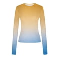 thumbnail image 5 of BLVB Womens Fall Spring Tops Trendy Gradient Crew Neck Long Sleeve Basic Blouse Casual Slim Comfy Plus Size T-Shirts, 5 of 6