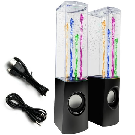 Costech Dancing Water Mini Music Speaker,  Fountain Colorful LED Light Dual Speakers for Iphone,Ipad,Samsung,Tablets,Devices with 3.5mm Port (Best Led Water Speakers)
