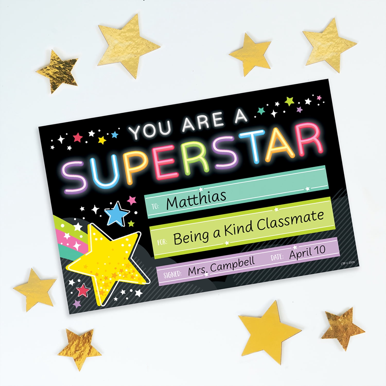 Creative Teaching Press Star Bright Superstar Awards, 30 Per Pack, 6 Packs