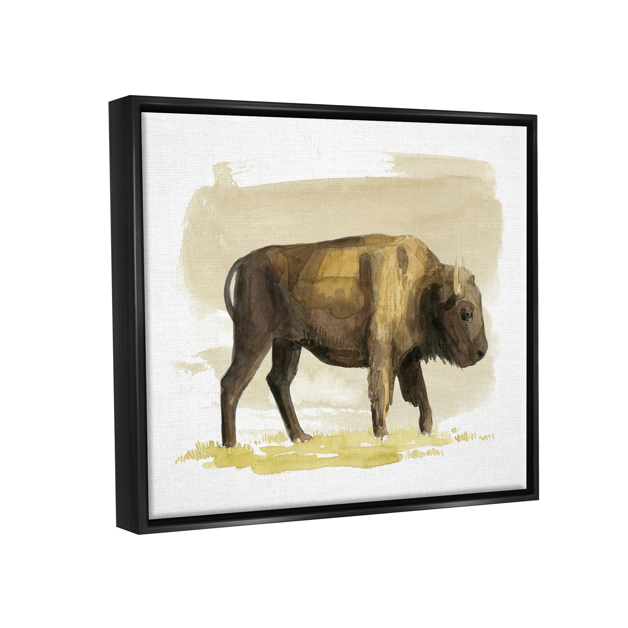 Stupell Country Bison Grazing Wildlife Animals & Insects Painting Black Floater Framed Art Print Wall Art