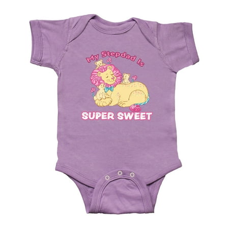 

Inktastic My Stepdad Is Super Sweet Cotton Candy Lions with Pink Mane Gift Baby Boy or Baby Girl Bodysuit