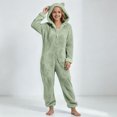thumbnail image 3 of OGLCCG Girls Fleece Zip Up Jumpsuits Kids Hooded Rompers Long Sleeve Soft Fuzzy Onesie Warm Cute Winter Clothes(Mint Green,7-8 Years), 3 of 6