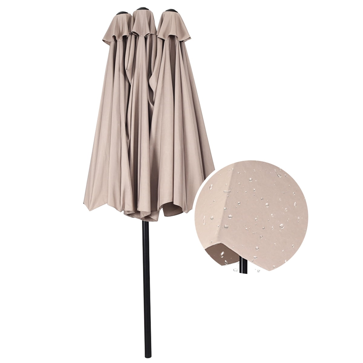 Topbuy 15'Patio Umbrella Double-Sided Outdoor Shade Offset Beige