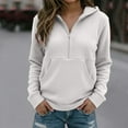 thumbnail image 2 of Luwomo Casual Womens Sweatshirts Cropped Half Zip Hoodie Long Sleeve Pullover Winter Lined Athletic Sweatshirt Comfortable Soft Streetwear Tops,Grey,S, 2 of 4