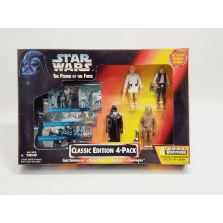 Star Wars Toys R Us Exclusive Power of the Force Classic Edition 4 Pack Darth Vader Luke Skywalker Han Solo Chewbacca