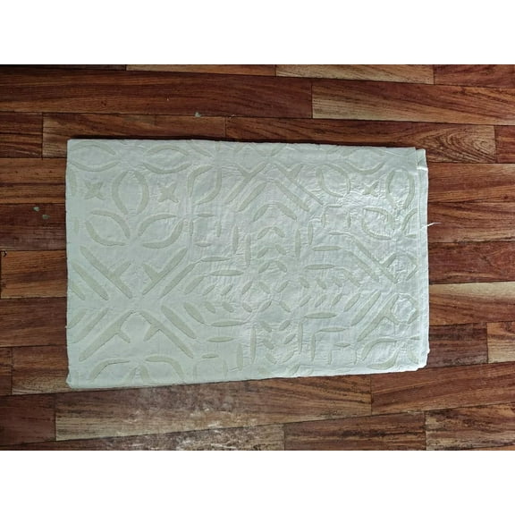 Applique TableCover Traditional Art Deco White Cotton Tablecloth, 36" x 36"